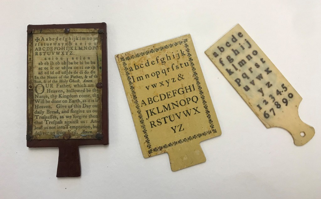 Miniature examples of hornbooks. Photography by Rebecca D’Ambrosio; courtesy of Wellcome Collection.