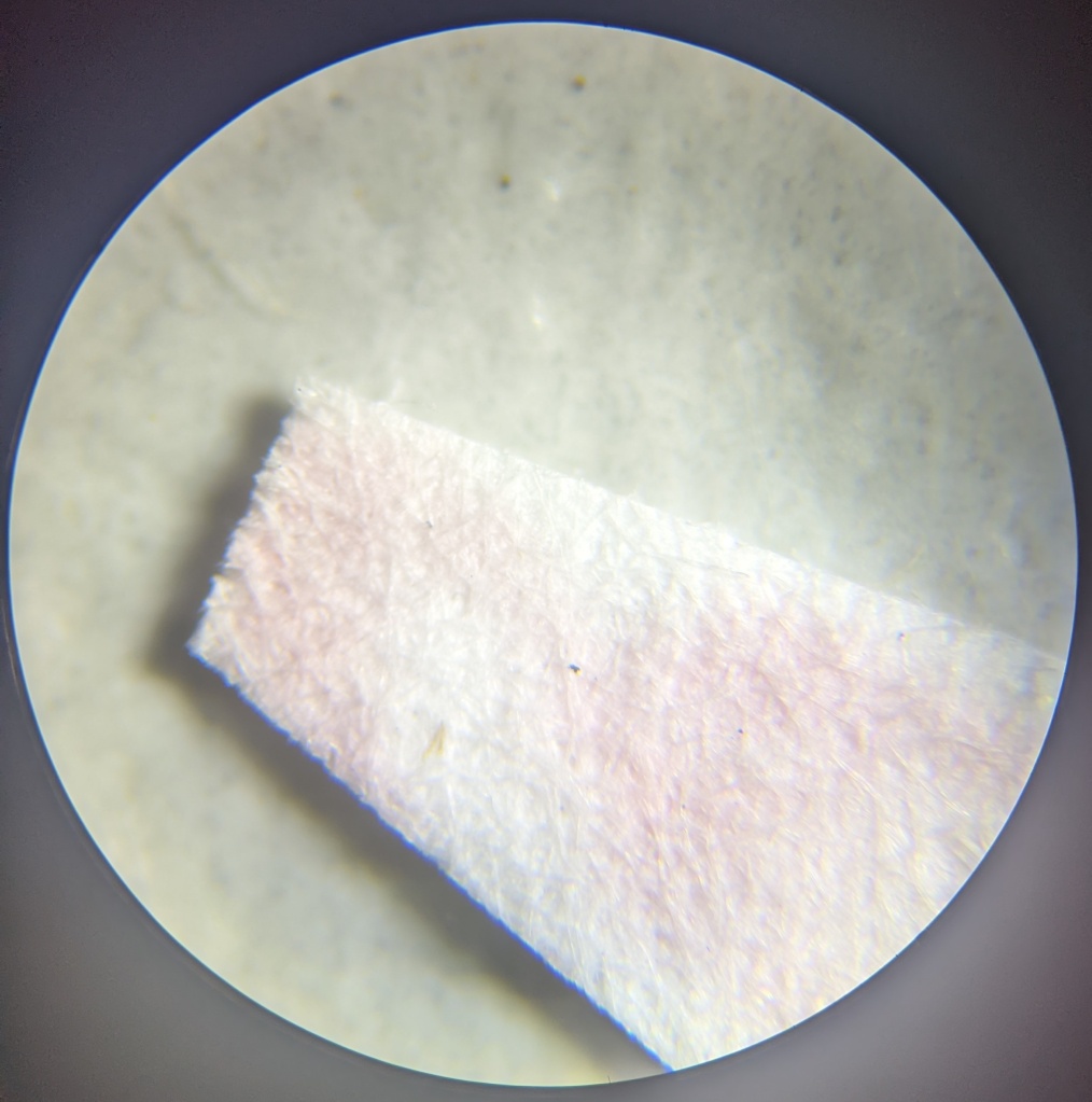 Fig. 6 – Results of iron gall ink testing, 3.5x magnification.
